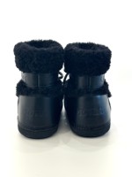 Bottes de neige d'hiver noires pour enfants, bottes chaudes pour tout-petits avec col en polaire Teddy, bottines à lacets antidérapantes à semelle souple pour enfants
