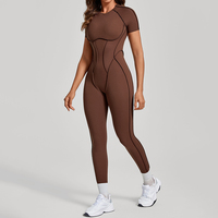 Combinaison moulante sans dos à manches courtes pour l'automne et l'hiver, combinaison de sport respirante à séchage rapide, tenue de yoga