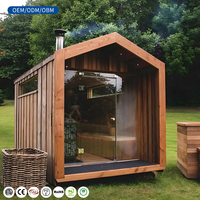 Sauna de Madera para Exteriores con Techo a Dos Aguas, con Potencia Ajustable y Voltaje Amplio, Sauna Exterior Personalizada con Estructura en A