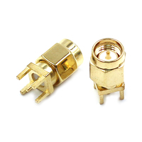 Connecteur RF SMA-JE à montage vertical sur circuit imprimé, contact en cuivre mâle, boîtier en laiton, prise d'antenne, broche droite, connecteur à souder