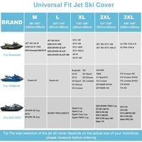 Housse de jet ski 3 places de qualité supérieure, résistante aux UV, de qualité marine, avec 2 aérations, améliorée, robuste, en tissu 420D imperméable.