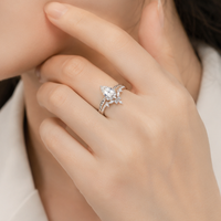 Ensemble de bagues de mariage en argent S925 avec moissanite de 1,6 carats, forme poire, bande torsadée, halo floral, accents marquise, tendance pour femme MR0325