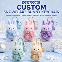 Porte-clés Mascotte Lapin Flocon de Neige Personnalisé en Peluche, Personnage Original, Jouet Promotionnel de Noël, Peluche OEM ODM CPC, Cadeau Doux