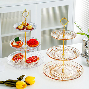 Assiette de fruits transparente à trois couches Table à Dessert à deux couches KTV en plastique multicouche gâteau double couche support - Product Image 4
