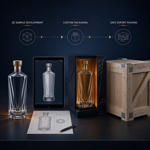 Botella cilíndrica de cuello largo para licores, con base pesada y tapa plateada, para whisky y vodka, precio de fábrica al por mayor - Product Image 5