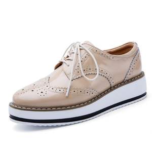 Zapatos con cordones de cuero de vaca de alta calidad para <span class=keywords><strong>mujer</strong></span>, zapatos de vestir a la moda con plataforma y zapatos Oxford para <span class=keywords><strong>mujer</strong></span>, nuevos estilos - Product Image 4