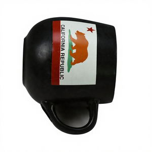 Mug en céramique avec cuillère, drapeau de la République de Californie, tasse à café originale noire - Product Image 4
