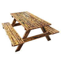 Muebles de jardín retro para exteriores, mesa rectangular con estructura duradera, mesa de restaurante de madera maciza para Espacio Público Urbano