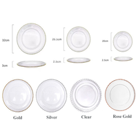 Assiettes de présentation rondes en verre perlé doré de 12,6 pouces pour la vente en gros, idéales pour les mariages, les hôtels et la location d'événements