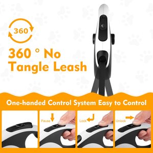 KingHon Tangle Free Automatic Retractable <b>Dog</b> Walking <b>Leash</b> With Led Flashlight and Poop Bag Dispenser Small Medium Large <b>Dogs</b> - Product Image 4