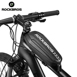 ROCKBROSハードシェルフロントフレームチューブバイクバッグ防雨MTBロードサドル折りたたみバッグ多機能大容量自転車バッグ