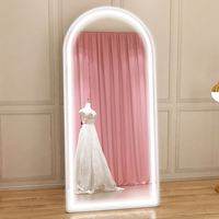 Espejo arqueado LED hecho a mano, espejo de cuerpo entero con diseño de arco para colgar en la pared, ideal para sala de estar y dormitorio.