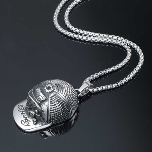 Collier en acier inoxydable avec pendentif casquette de baseball tête de mort, charme Hip Hop pour homme SP690 - Product Image 3