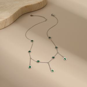 קיוטי pvd שיק זהב 18k נירוסטה שרשרת זרקון עמיד למים קריסטל שרשרת תליון עמיד למים קריסטלים - Product Image 4