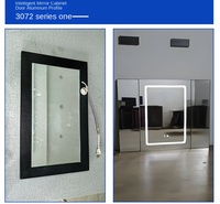 Cermin Dinding Bulat LED Pintar 6063 T5 untuk Kamar Mandi, Bingkai Aluminium Profil Titanium Hitam Brushed, Lis Pembatas Vanity