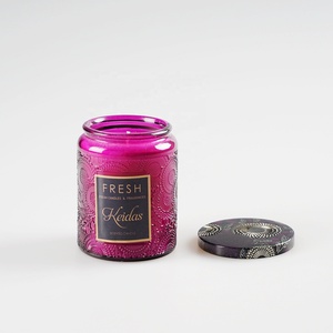 Vela perfumada de vidrio pequeño en relieve púrpura de 250ML - Product Image 4