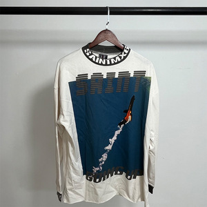 Camisetas de Alta Calidad Marca SAINT MICHAEL para Hombre, Estilo Oversize, Lavado Ácido, Ropa Urbana, Camiseta Personalizada de Manga Larga para Hombre - Product Image 3