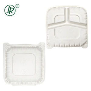 กล่องพลาสติกใส่อาหารแบบใช้แล้วทิ้ง LR 8*8 MFPP สำหรับจัดเลี้ยงนอกสถานที่ 3 ช่อง บรรจุภัณฑ์เบนโตะ ปลอดภัยสำหรับเครื่องล้างจาน กล่องอาหารกลางวัน - Product Image 3