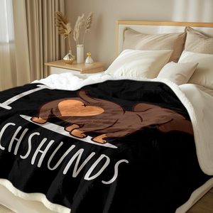 Mềm Sang Trọng <span class=keywords><strong>Dachshund</strong></span> Những Người Yêu Thích Món Quà Màu Đen Sherpa Chăn Cho Ghế Ghế-Con Chó Mông Mô Hình Ném Cho Trẻ Em Cô Gái Chàng Trai - Product Image 2