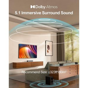 Hệ thống âm thanh vòm 5.1 kênh ULTIMATE với loa thanh Dolby Atmos, công suất đỉnh 410W, loa siêu trầm thông minh cho TV, dành cho rạp hát gia đình - Product Image 6