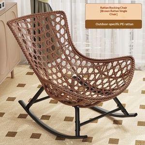 <b>Rattan</b> Woven Lobster Rocking Chair Vintage Thickened Recliner Lazy Leisure <b>Sofa</b> For Balcony Courtyard Living Room Relaxation - Product Image 4
