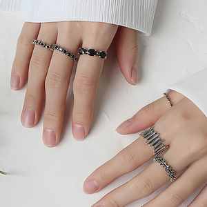 Vintage Gothic <strong>Ring</strong> With Zircon Womens 925 Sterling Silver Fashion Adjustable <strong>Stack</strong> <strong>Rings</strong> Custom Fine Gemstone Jewelry Wholesale - Product Image 2