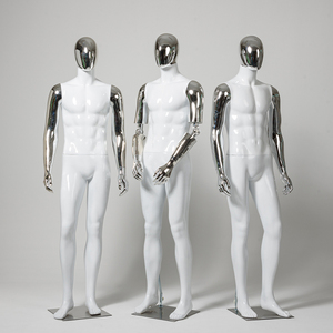 Maniquí de cuerpo entero para <span class=keywords><strong>hombre</strong></span> al por mayor, maniquí <span class=keywords><strong>musculoso</strong></span> plateado cromado, maniquí blanco de cuerpo entero masculino con brazo flexible - Product Image 5
