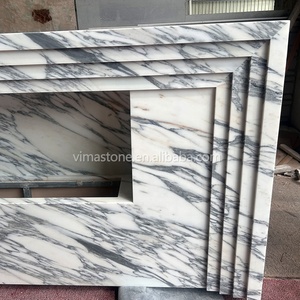 Cheminée en marbre blanc Arabescato de style classique moderne italien pour la décoration intérieure de la maison - Product Image 4