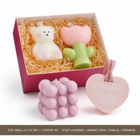 Kreatives Form-Set Romantische Duftkerzen Geschenkset Herz Würfel Muschel Bär Tulpe Blase Wachsaufsatz Weinrote Box Klein
