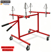Chariot de peinture métallique à 4 cônes pour jantes, support rotatif sans contact avec barres réglables en hauteur pour cabine de peinture et retouche