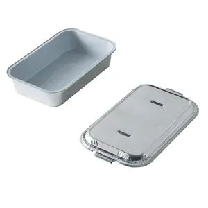 Takeaway rectangular disposable aluminum foil airline food container tray