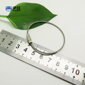 EWANG Wholesale 150mm Stainless Steel Wire Rope <b>Key</b> <b>Ring</b> Keychain - Product Image 1