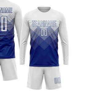 Long Sleeve Soccer Football Jersey Set Breathable Quick Dry Match Training Uniform Shirt and Shorts for <b>Men</b> Youth Team Sportwear - Product Image 2