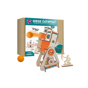 DIY kök oyuncaklar DIY okulöncesi eğitici oyuncaklar 3D ahşap yapbozlar oyuncaklar çocuklar için DIY Catapult ahşap kiti çocuklar için