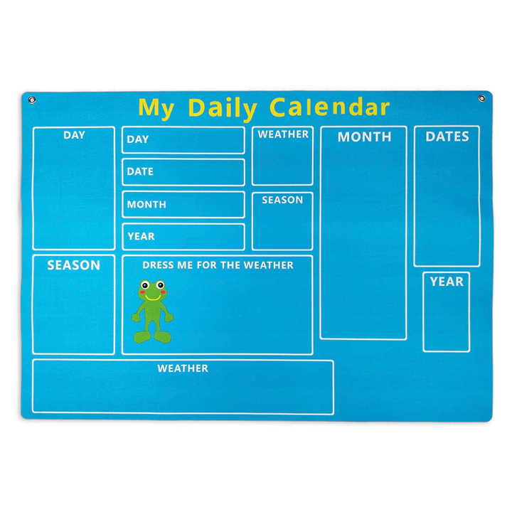 kids-70pcs-funky-frog-weather-season-chart-days-preschool-early-learning-felt-daily-calendar-board