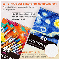 Kit d'art professionnel MQcolor 175 pièces ensemble de fournitures d'art de luxe avec peintures acryliques Crayons et crayons de couleur boîte en bois pour enfants