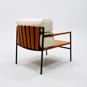 Modern Leisure Chair for Living Room Home Coffee Shop Single Lounge Chair Furniture Metal <b>Frame</b> Arm Chairs Saddle Leather Seat - Product Image 3