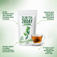 Thé minceur aux herbes 28 jours, saveur thé vert, 28 sachets de thé, complément alimentaire pour adultes