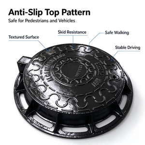 Grille de drainage en <span class=keywords><strong>fonte</strong></span> ductile ronde avec maille anti-chute en acier EN124 B125 C250 pour caniveau de drainage routier municipal - Product Image 4