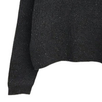 Pull court à col roulé épais noir et argenté à pois pour femme, en maille courte à col bénitier avec de minuscules taches argentées, vente en gros