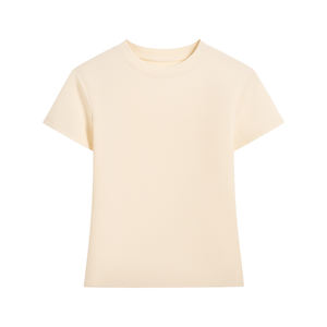 Camiseta de algodón elastano de verano 2025, camisetas <span class=keywords><strong>Byby</strong></span> de compresión Gsm 220 para mujer, camiseta elástica básica ajustada para mujer - Product Image 1