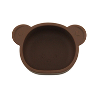Ensemble d'alimentation pour bébé en silicone de qualité alimentaire, comprenant une cuillère en silicone motif ours, une assiette pour bébé et un bol à ventouse en silicone, résistant à la cuisson