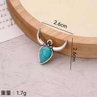 Pendentif Breloque Perle Personnalisé en Turquoise Naturelle et Cuivre, Motifs Fer à Cheval, Oiseau, Botte de Cowboy, Crâne de Taureau, pour la Fabrication de Bijoux, Vente en Gros