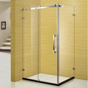ร้อนขายอลูมิเนียมโปรไฟล์โค้งสีดำทองอารมณ์<span class=keywords><strong>3</strong></span>แผงบานเลื่อน Frameless ประตูห้องอาบน้ำกระจก - Product Image 3