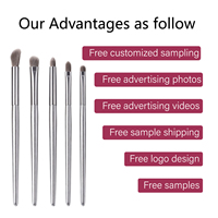 Ensemble de 8 pinceaux de maquillage en nylon de qualité supérieure avec sac, tube en aluminium argenté, kit d'outils cosmétiques pour le fond de teint