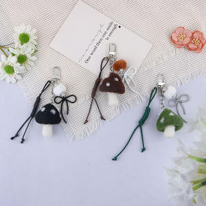 Creative New Plush Little <b>Mushroom</b> Alloy Bowknot Keychain <b>Decoration</b> Couple Bag Versatile Accessory - Product Image 2