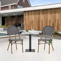 (E1042-W201) Chaises de bistrot noires de style français Paris en rotin synthétique à vendre
