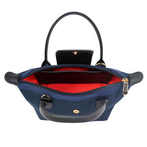 Custom Small Cotton <b>Canvas</b> PU Leather Crossbody Tote Bag Zipper Closure <b>Frame</b> Shape Single Shoulder Handbag - Product Image 6