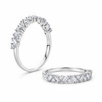 Bague éternité en moissanite 6A+ VVS1 couleur D en argent sterling 925, taille ronde et baguette, cadeau pour femme