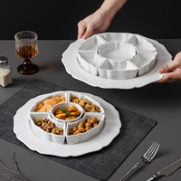 Assiette et plateau de voyage en porcelaine fine de haute qualité au design mignon pour hôtel, combinaison créative pour desserts et bonbons
